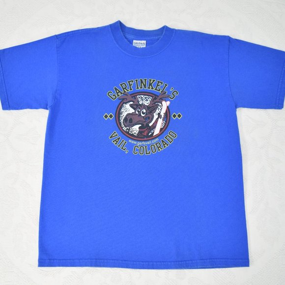 Garfinkel’s Bar Vail Colorado Moose Ski Snowboard Souvenir Lousy T-Shirt Blue YL - Picture 11 of 11
